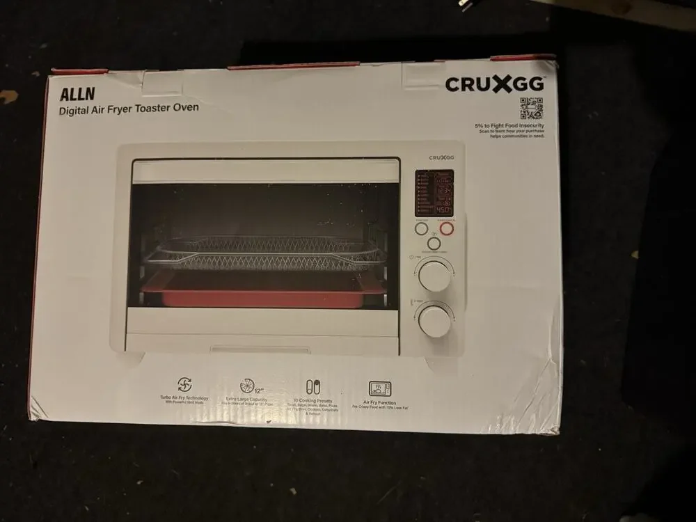 CRUXGG ALLN Digital Air Fryer Toaster Oven, Air Fry Function, White